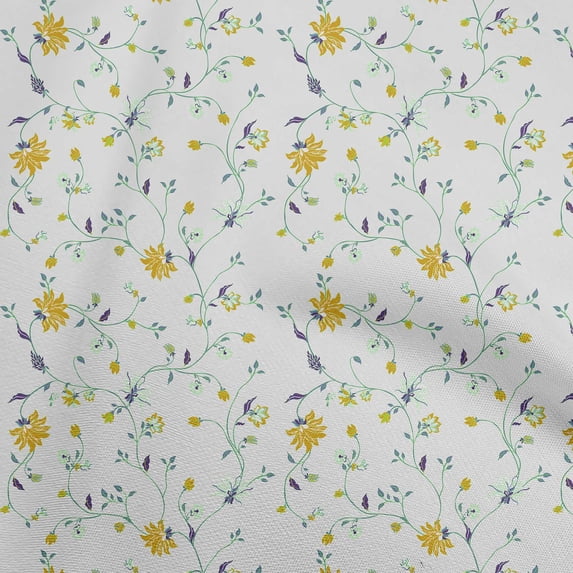 oneOone Cotton Cambric Light Gray Fabric Floral Dress Material Fabric Print Fabric By The Yard 56 Inch Wide