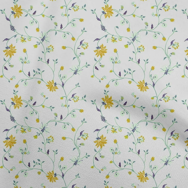oneOone Cotton Jersey Light Gray Fabric Floral Craft Projects Decor Fabric Printed By The Yard 58 Inch Wide