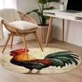 thumbnail image 5 of 4ft Washable Round Rug, Retro Rooster Non-Slip Circle Area Rug for Living Room Bedroom, Watercolor Music Score Animal Indoor Floor Mat for Home Decor, 5 of 9