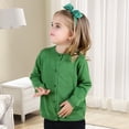 thumbnail image 3 of LOCHEX Girls Cardigan Sweater School Uniforms Button Long Sleeve Round Neck Solid Color Knit Top Outerwear,Green,7T, 3 of 8