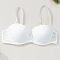 thumbnail image 4 of Ohufall Women's Bra Lightly Padded Lace Underwire Half Cup Bras Breathable Adjustable Strap Low Cut Push Up Bras, 4 of 5