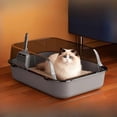 thumbnail image 3 of Semi-Enclosed Cat Litter Box Splashproof Kitten Toilet Tray Pet Cleaning Basin with High Sides for Indoor Use, 3 of 9