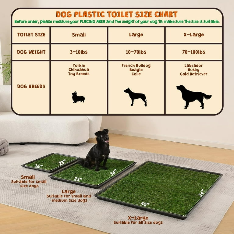 HQ4us Dog Grass pad with Tray Large Dog Litter Box Toilet 34 23 2 Artificial Grass for Dogs Pee pad Realistic Bite Resistance Turf Less Stink Potty for Balcony Walmart