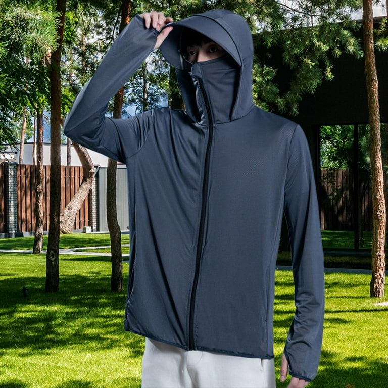 円高還元 Sun Hooded Men's kesoto Protection Cooling Zip Full Shirt Clothing