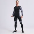 thumbnail image 3 of Men's Workout Compression Clothes Set, Long Sleeve Compression Shirts and Pants Thermal Base Layer Set Green M, 3 of 6