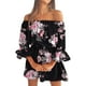thumbnail image 5 of Vestido casual con estampado floral y hombros descubiertos, manga trompeta, para mujer, XXL, 5 of 6