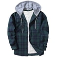 thumbnail image 1 of MYG Men Plaid Long Sleeve Hooded Shirts Button Work Drawstring Casual Tops Cardigan, 1 of 9