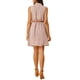 thumbnail image 3 of Vestido sin mangas de media abertura con estampado floral para mujer Inspire Chic, largo hasta la rodilla, con cinturón, en color rosa-azul con flores blancas, 3 of 8