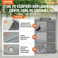 thumbnail image 3 of Carport Replacement Canopy Cover Top + Side Wall 10 x 20 ft, Garage Tent Shelter Tarp Heavy-Duty Waterproof & UV Protected, Easy Installation with Ball Bungees,White (Frame Not Included), 3 of 7