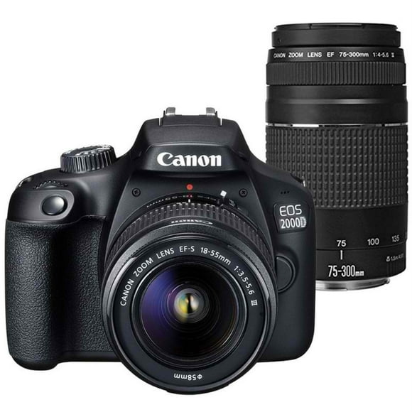 Canon EOS 2000D 24.1MP DSLR Camera + Canon EF-S 18-55mm III f/3.5-5.6 Camera Lens + Canon EF 75-300mm f/4.0-5.6 III Lens