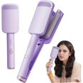 thumbnail image 2 of Rizador de triple barril con cerámica, 4 niveles de calor, apagado automático, rizador de pelo morado., 2 of 5