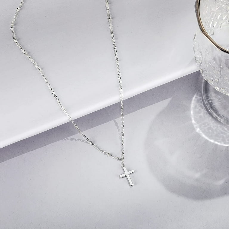 Tiny silver deals cross necklace