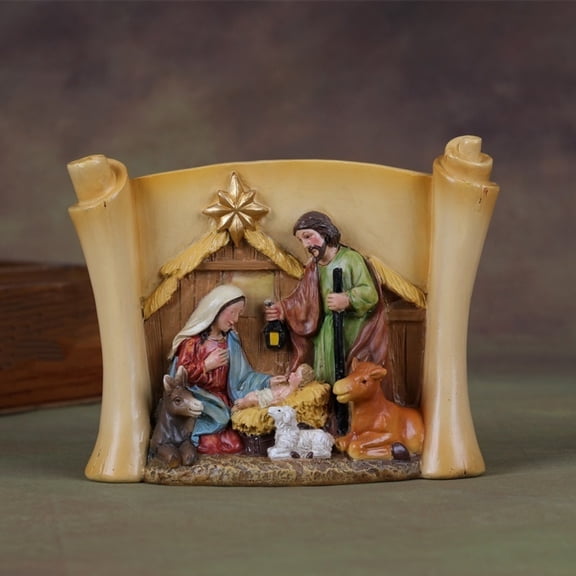 Nativity Scene Set with Stable, Hand-Painted Christmas Figurines for Indoor Tabletop Decor - Jesus Birth Manger Scene, Home Christmas Decorations, Easter Gift & Holiday Collectible for Family