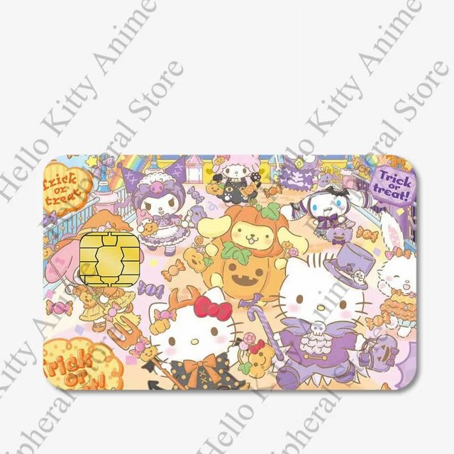 Hellokittys-pegatina de tarjeta de débito de crédito, dibujos animados, Sanrios, Anime, Kuromi, Melody, impermeable, póker, película adhesiva, piel para Chip pequeño