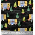 thumbnail image 1 of Soimoi Black Rayon Fabric House,Animals & Tree Christmas Print Fabric by the Yard 42 Inch Wide, 1 of 3