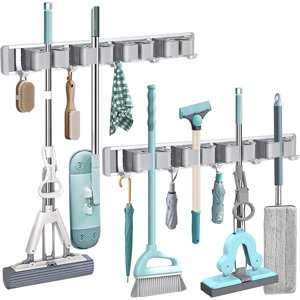 Oumilen Mop and Broom Holder Wall Mount, 2-Pack