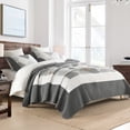 thumbnail image 2 of DUOHONG King Quilt Set 100% Cotton Farmhouse Lightweight Bedding Set, Dark-grey/White/Brown, 106"W x 98"L, 2 of 11