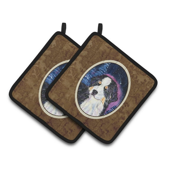 Carolines Treasures SS8446PTHD Starry Night Bernese Mountain Dog Pair of Pot Holders, 7.5HX7.5W, multicolor