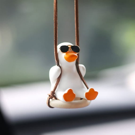AirSMall Swing Duck Car Pendant Cute Car Mirror Hanging Ornament Interior Decor Accessories Car Rearview Pendant Decoration