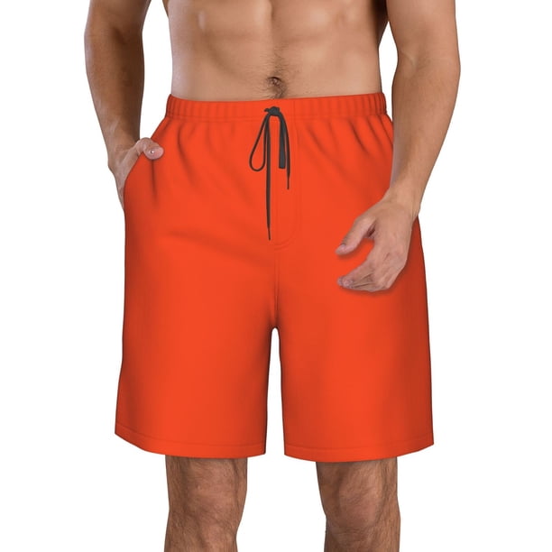 Fotbe Orange Trajes de Baño Estampados para Hombre, Shorts de Verano de Secado Rápido, Ropa de Playa, Bañadores-Medium