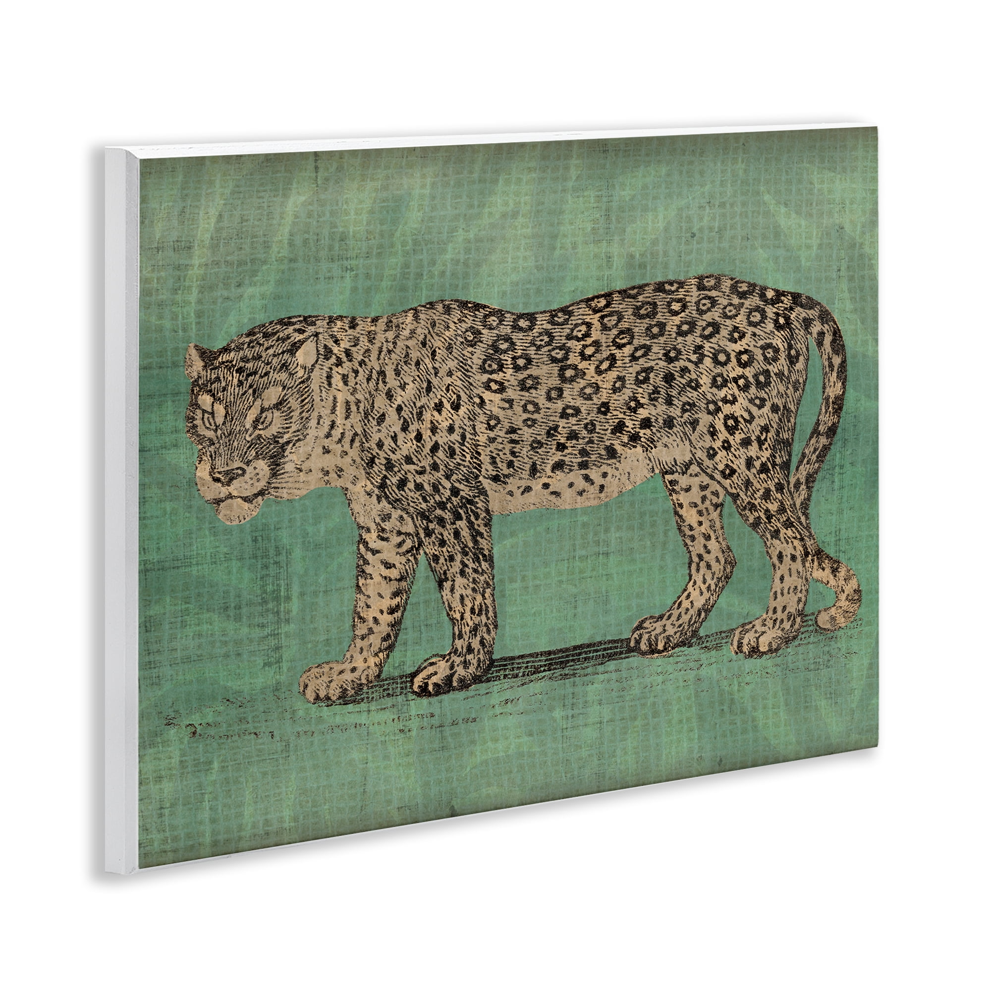 Stupell Industries Fierce Leopard on Green Animals & Insects Painting Unframed Art Print Wall Art, 14 x 11