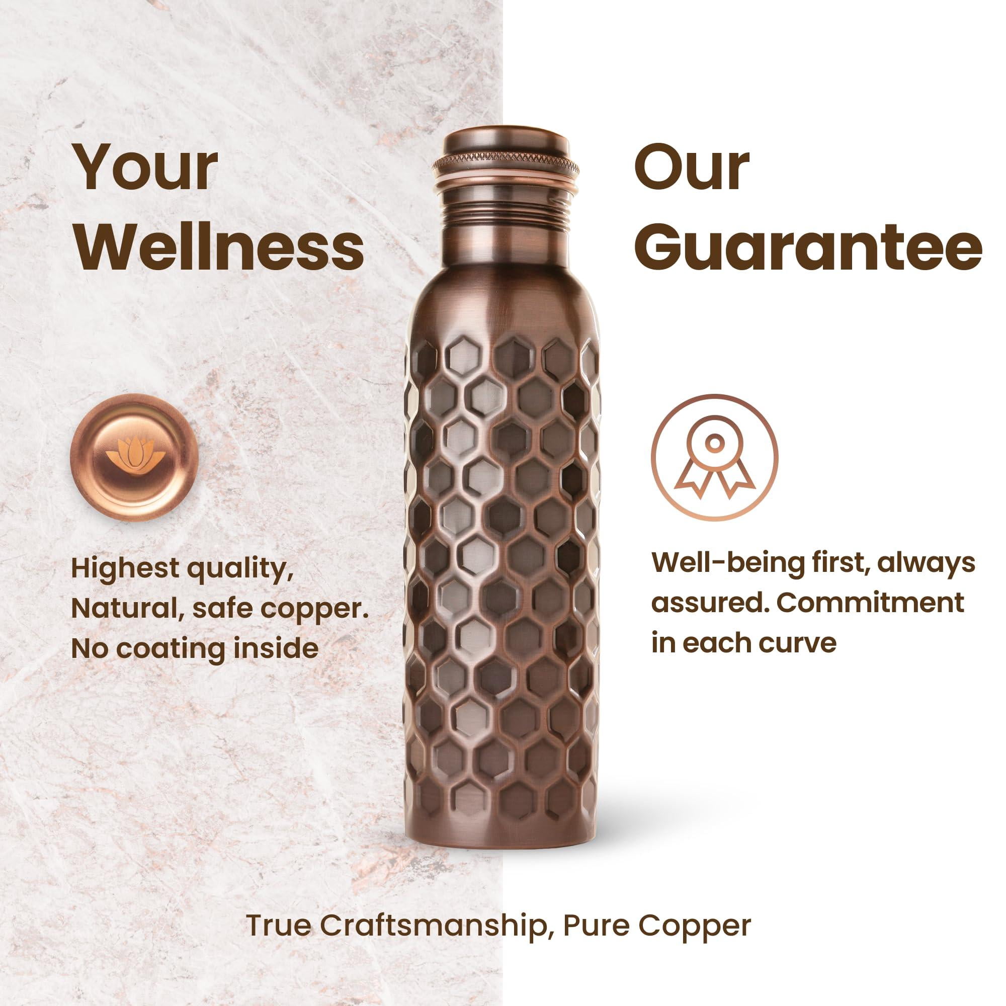 Copper Water Bottle For Drinking  34 Oz Antique Black - Stay Hydrated And Enjoy Ayurvedic Benefits Leak-proof Temperature Retention Design Durable