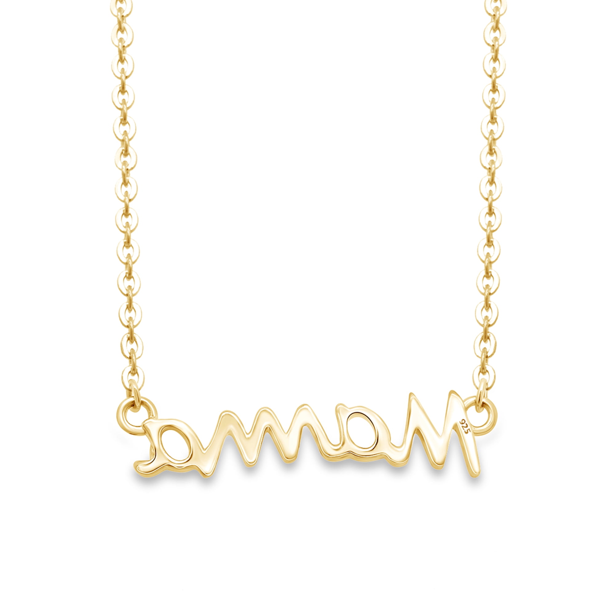 AFFY Mother's Day Jewelry Gifts Mama Pendant Necklace In 14k Yellow Gold Over Sterling Silver