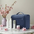 thumbnail image 6 of Large Hanging Travel Toiletry Bag Dopp Kit with Hook Cosmetic Makeup Organizer with Brush Holder Water-Resistant Bathroom for Women Men, Navy Blue, 6 of 8
