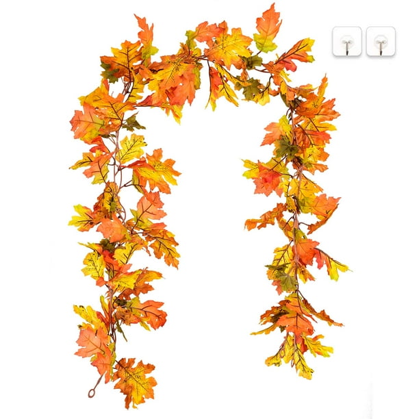 Coolmade 2 Pack Artificial Maple Leaf Garlands, 5.9 ft/Piece Autumn ...
