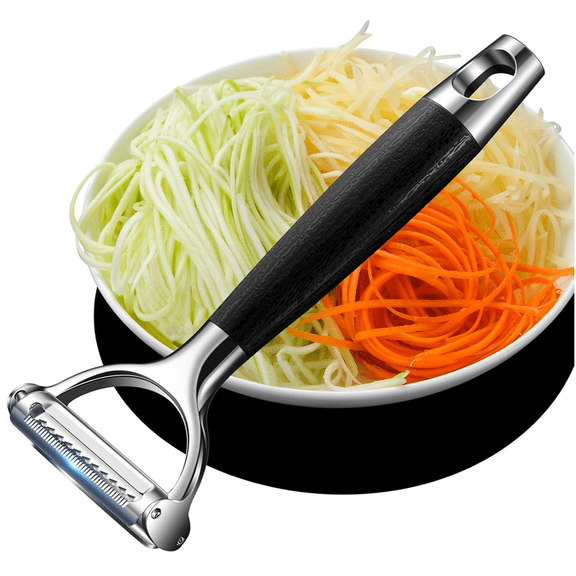 2-in-1 Vegetable Peeler and Julienne Cutter - Stainless Steel Y Peeler for Potatoes, Cucumber, Apple Peeler - Dual function Peeler Saves Time and Space - Dishwasher Safe