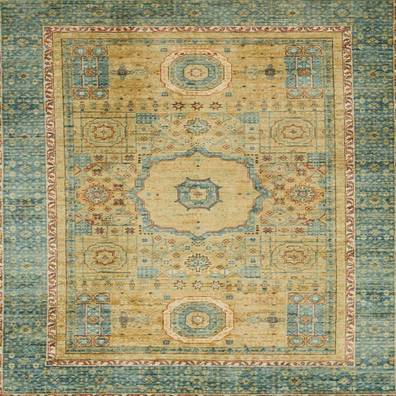 Ahgly Company Machine Washable Indoor Square Abstract Brown Area Rugs, 8' Square