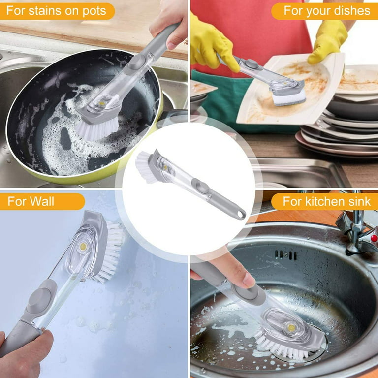 Soap Dispensing Dish Brush Dishwasher Brush for Kitchen Sink Pot