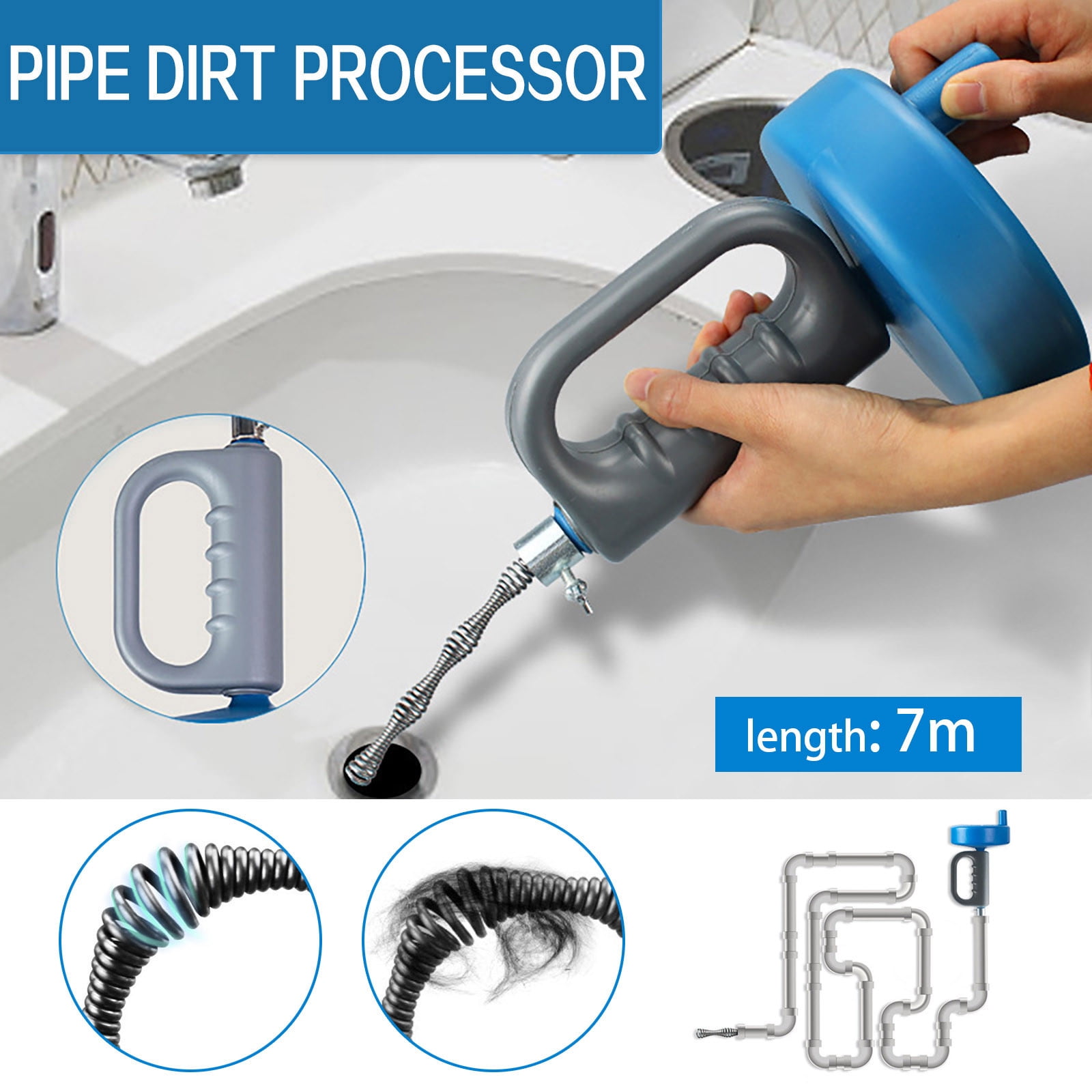 35.5 IN Snake Drain Clog Remover (1pcs)，25 IN Drain Snake (6pcs), Extended  Hair Drain Clog Remover Use for Kitchen, Bathtub, Sinks, Sewers, Toilets
