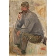 thumbnail image 2 of Tadeusz Makowski 14x18 Gold Ornate Wood Frame and Double Matted Museum Art Print Titled - Sitting Fisherman with a Pipe (1924), 2 of 4