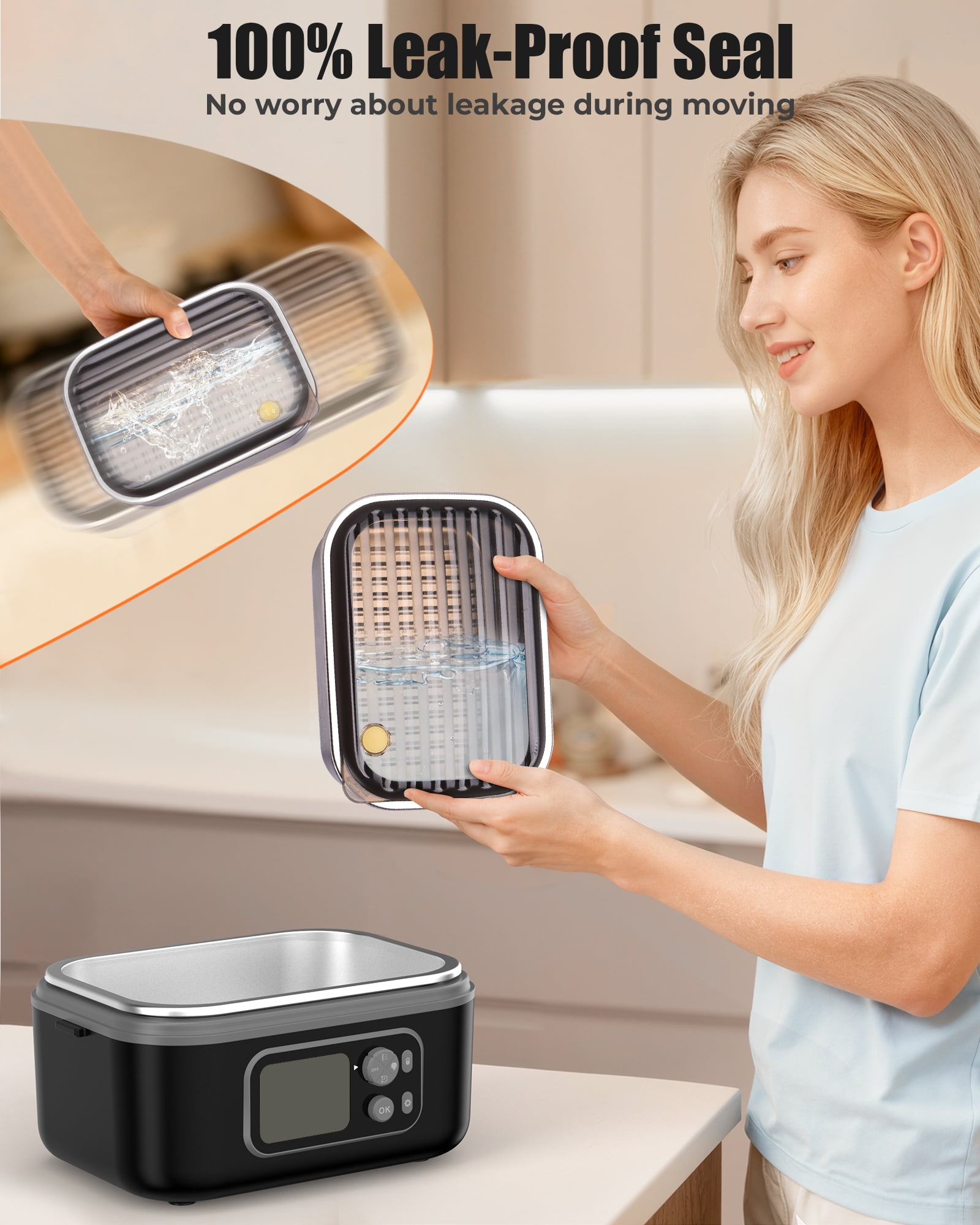 1.5L Portable Electric Lunch Box with Adjustable Temperature and Timing for Students and Elderly for Healthy Dieting, Stainless Steel Liner, Supports PD 3.1 and QC 3.0+ Fast Charging