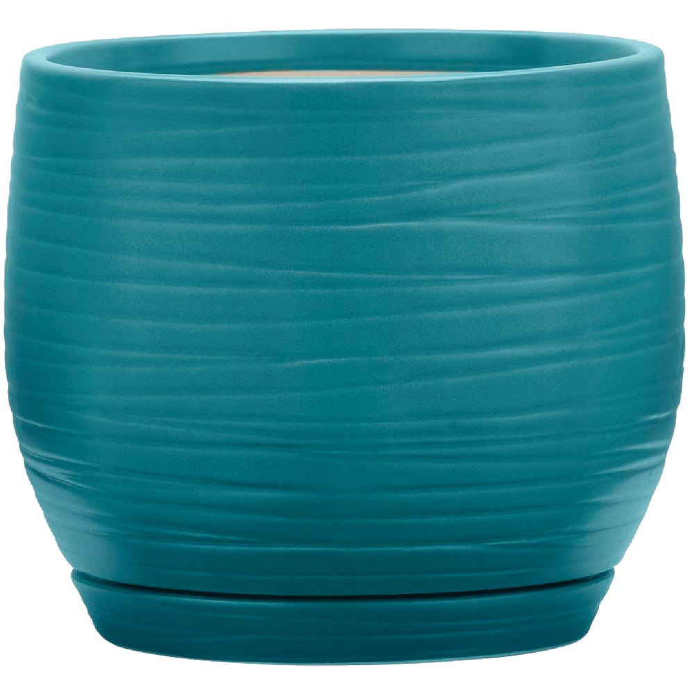 2Pc Southern Patio Jasper 8 In. Ceramic Teal Planter