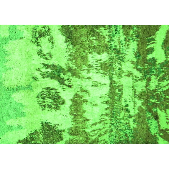 Ahgly Company Indoor Rectangle Abstract Green Contemporary Area Rugs, 7' x 9'