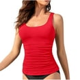 thumbnail image 1 of Tankini Bathing Suits for Women Two Piece Swimsuits Padded Ruched Tankini Tops Brief Bottom Womens Swimwear Set, Red, XXL, 1 of 2