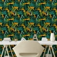 thumbnail image 2 of Ambesonne Exotics Peel & Stick Wallpaper for Home, Modern Scandi Leaves Tigers, 13"x72", Teal Earth Yellow Grey, 2 of 5