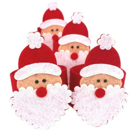 Santa Napkin Ring - 4Pcs Christmas Santa Claus Napkin Rings Serviette Holder Table Serviette Xmas