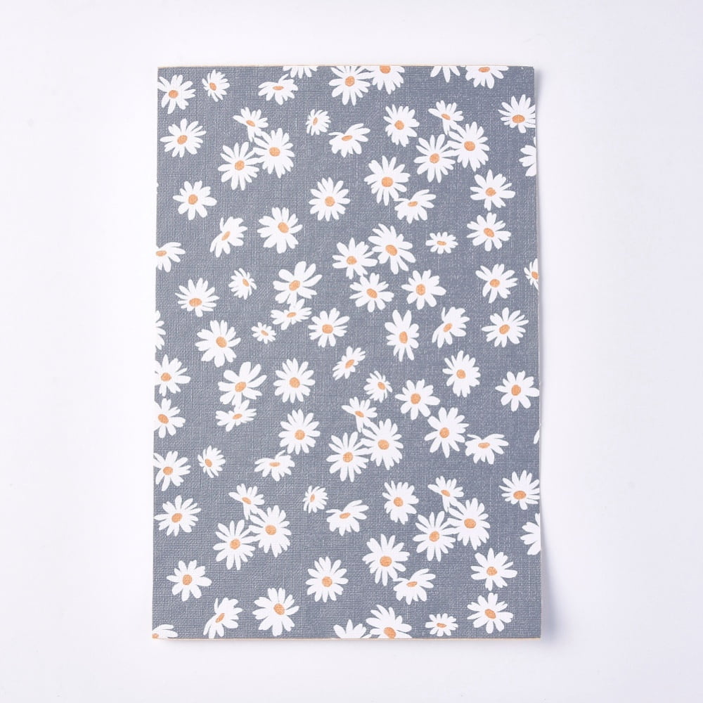 50sheets PU Leather Fabric sheet Self-adhesive Fabric Rectangle Daisy Pattern White 30x20x0.1cm
