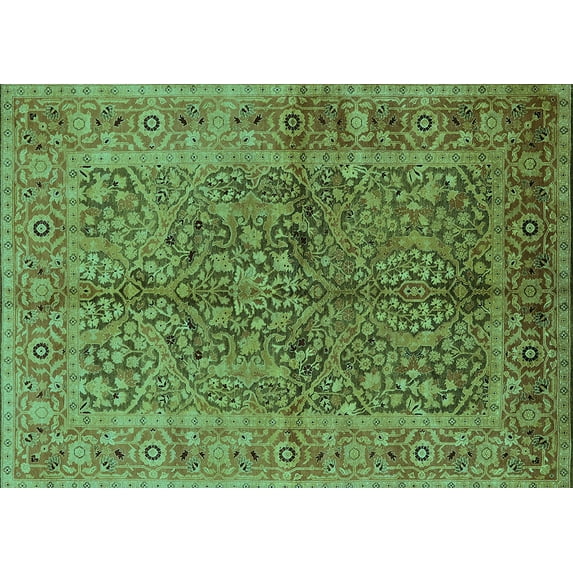 Ahgly Company Indoor Rectangle Oriental Turquoise Blue Industrial Area Rugs, 5' x 8'
