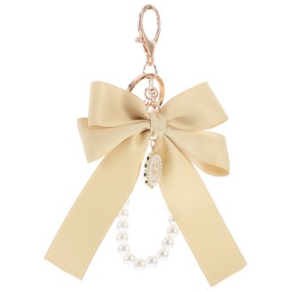 Enodny Pink Pearl Bow Keychain - Cute Faux Pearl Keyring For Girls, Car Keys, Bags & Purse