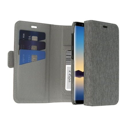 Blackweb Folio Card Case With Removable Case Design And Storage For Up To 4 Cards For Samsung Galaxy Note8 In Heather Grey