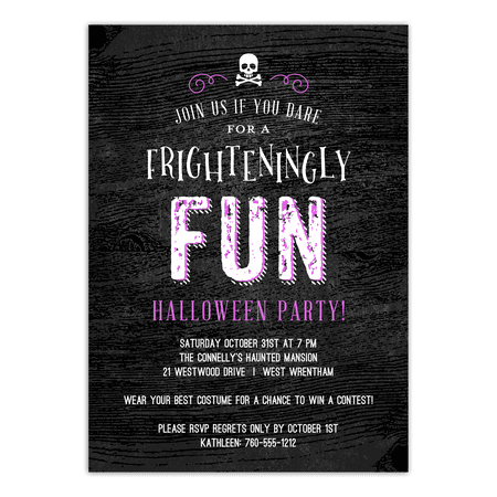 Personalized Halloween Invitation - Frighteningly Fun - 5 x 7 Flat