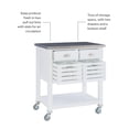 thumbnail image 3 of Linon Robbin Wood Rolling Kitchen Storage and Prep Cart in White, 3 of 18