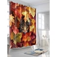 thumbnail image 3 of Fsddascl Fall Shower Curtain Set - 48" x 72" Washable Bathtub Curtain with 12 Hooks, Thanksgiving Farmhouse Cat in Maple Leaf Waterproof Fabric Stall Shower Curtains for Bathroom/Bathtub Décor, 3 of 6