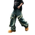 thumbnail image 4 of Mrmall Mens Wide Leg Jeans Baggy Y2K Hip Hop Loose Fit Denim Trousers Skater Jeans Streetwear, 4 of 6