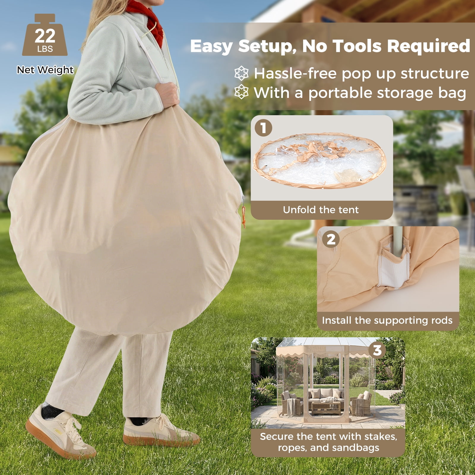 Gymax 10x10ft Pop-Up Bubble Tent for 8-10 People 540 Degree Panoramic Clear PVC For Outdoor