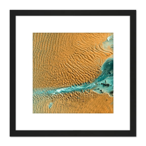 Beach Ocean Abstract Surreal 8X8 Inch Square Wooden Framed Wall Art Print Picture with Mount